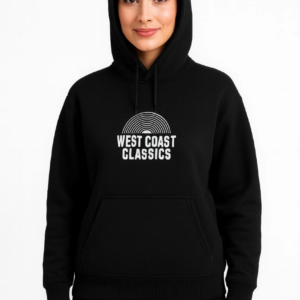 Kadın Kapşonlu Sweatshirt Oversize Üç İplik Şardonlu West Coast Classics Ön Arka - Siyah