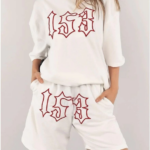 Kadın Nakış İşlemeli Şort Takım - Beyaz