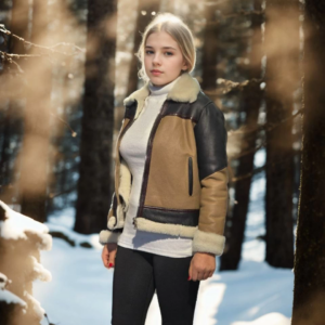 Kadın Uzun Kollu Yakalı Hakiki Kürk - Kahve