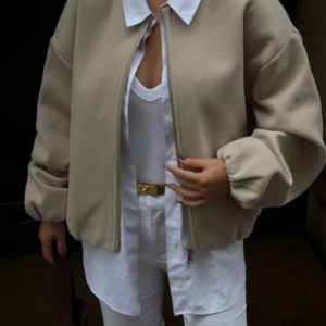 Kaşe Kaşmir Fermuarlı CEKET - Bej