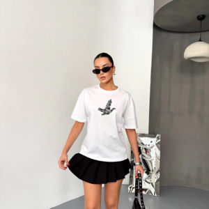 Kısa Kol Baskılı T-shirt - Beyaz