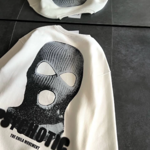 Kışlık Bisiklet Yaka Baskılı SweatShirt - Beyaz