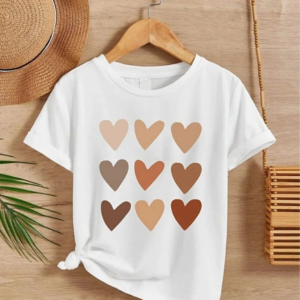 Kız Çocuk Bisiklet Yaka Baskılı T-Shirt - Beyaz