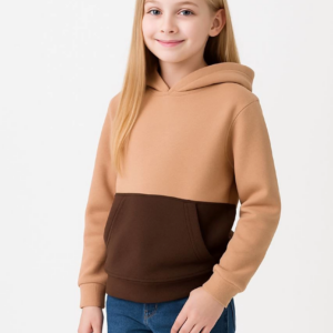 Kız Çocuk Kapüşonlu Kanguru Çepli Parçalı SweatShirt - Renkli