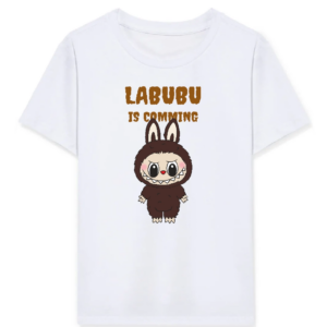 Kız Labubu Çocuk Baskılı T-Shirt - Beyaz
