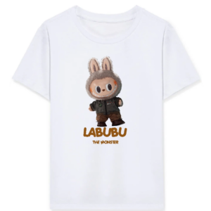 Kız Labubu Çocuk Baskılı T-Shirt - Beyaz
