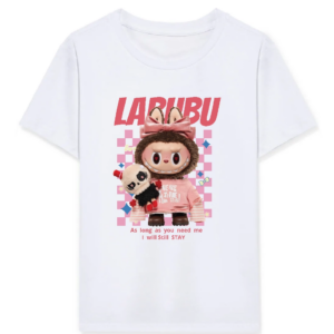 Kız Labubu Çocuk Baskılı T-Shirt - Beyaz