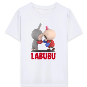 Kız Labubu Çocuk Baskılı T-Shirt - Beyaz