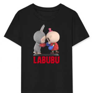 Kız Labubu Çocuk Baskılı T-Shirt - Siyah