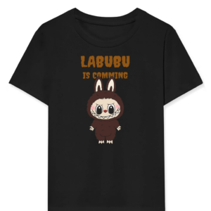 Kız Labubu Çocuk Baskılı T-Shirt - Siyah
