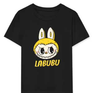 Kız Labubu Çocuk Baskılı T-Shirt - Siyah