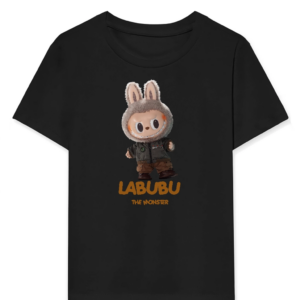 Kız Labubu Çocuk Baskılı T-Shirt - Siyah
