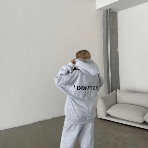 Nakış İşlemeli Üç İplik Sweat Takım- Gri