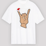 Noel Başlıklı Serçe Parmak T-shirt - Beyaz