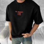 Erkek Baskılı Oversize Bisiklet Yaka T-shirt- Siyah