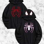 Örümcek Baskılı Sevgili Çift Kombini Kapüşonlu Sweatshirt & Hodie - Siyah