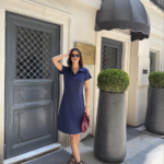 Osy Modal Yumuşak Dokulu Yakalı Kısa Kollu Elbise - Mavi