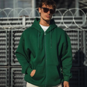 Oversize Tam Fermuarlı Uzun Kol Hırka - Haki