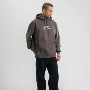 Üç İplik Kapşonlu Dijital Patchli SweatShirt - Füme