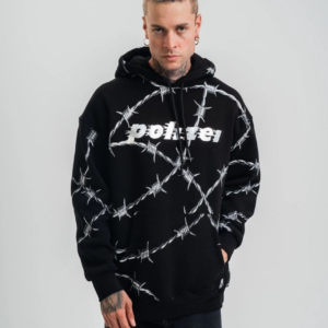 ERKEK Kapşonlu Varak ve Pano Baskılı SweatShirt- Siyah