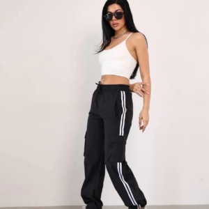 Paraşüt Kargo Ceplı Baggy Eşofman - Siyah