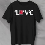 Sevgililer Günü İçin Özel Tasarım Love Baskılı T-shirt - Siyah