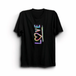 Sevgililer Günü İçin Özel Tasarım Love Baskılı T-shirt - Siyah