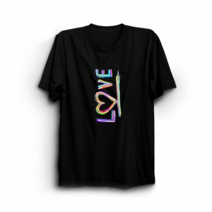 Sevgililer Günü İçin Özel Tasarım Love Baskılı T-shirt - Siyah