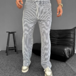 Su Yolu Çizgili Cepli Pantalon Yazlık - Gri