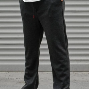 Erkek Üç İplik Basic Eşofman Boru Paça İpli Pantolon - Antrasit