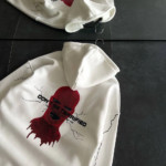 Üç İplik Kapüşonlu Baskılı Oversize SweatShirt- Beyaz