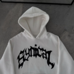 Üç İplik Kapüşonlu Baskılı Oversize SweatShirt- Beyaz