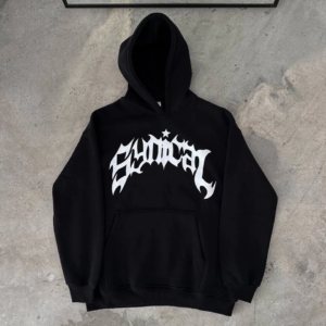 Üç İplik Kapüşonlu Baskılı Oversize SweatShirt- Siyah