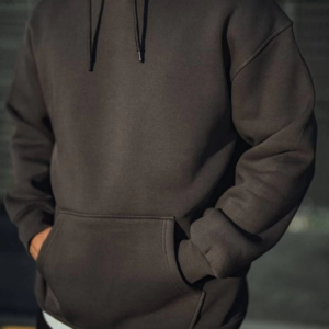 Üç İplik Penye Kapşonlu Basic SweatShirt - Füme