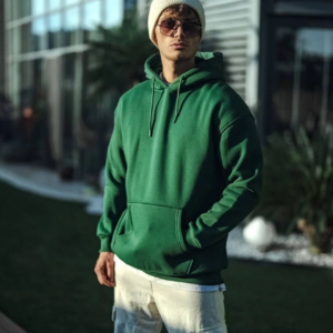 Üç İplik Penye Kapşonlu Basic SweatShirt - Haki