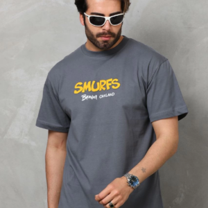 Erkek  Basic Bisiklet Yaka  T-Shirt - Füme