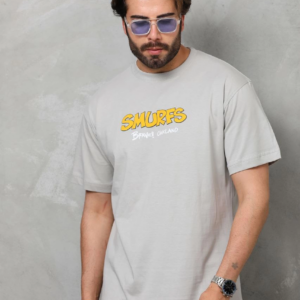 Erkek  Basic Bisiklet Yaka Oversize T-Shirt - Gri