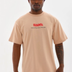 ERKEK Baskılı Oversize T-Shirt - Bej