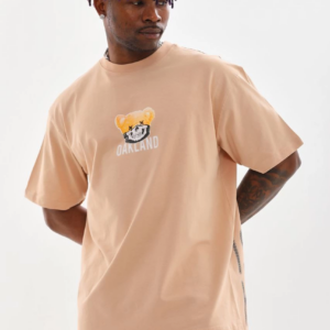 ERKEK Baskılı Oversize T-Shirt - Bej