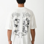 Erkek Baskılı Oversize T-Shirt - Beyaz