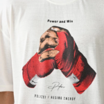 erkek Baskılı Oversize T-Shirt - Beyaz