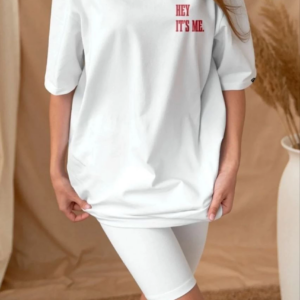 Kadın Baskılı Oversize T-Shirt - Beyaz