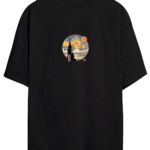 kadın Baskılı Oversize T-Shirt - Siyah