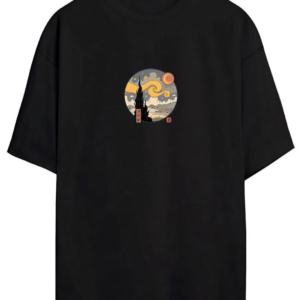 kadın Baskılı Oversize T-Shirt - Siyah