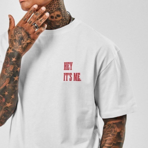 ERKEK Baskılı Oversize T-Shirt - Beyaz