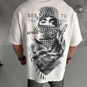 ERKEK Baskılı Oversize T-Shirt - Beyaz