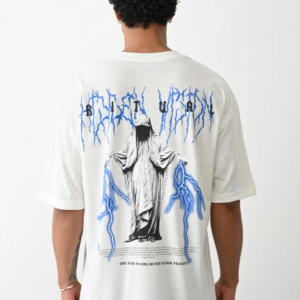 ERKEK Baskılı Oversize T-Shirt - Beyaz