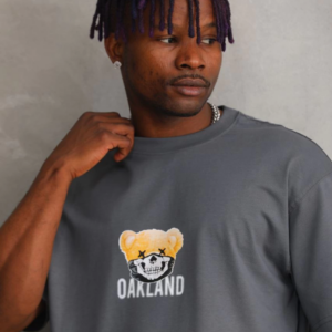 ERKEK Baskılı Oversize T-Shirt - Füme