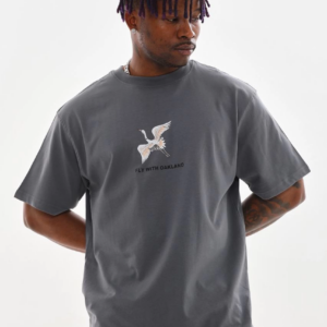 ERKEK Baskılı Oversize T-Shirt - Füme