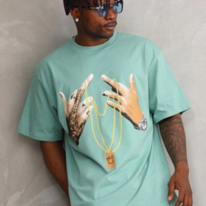 ERKEK Baskılı Oversize T-Shirt - Mint Yeşili